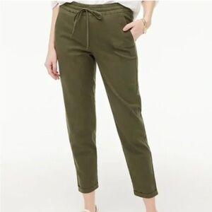 J Crew Factory Linen Cotton Blend Drawstring Pants Army Green Size 2
